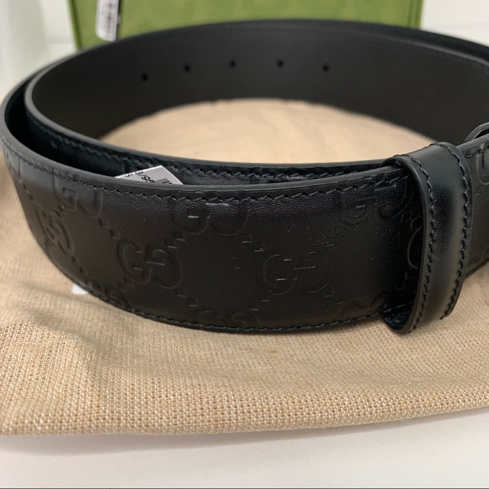Gucci Signature Leather Belt Black Men’s 95 - Picture 10 of 16